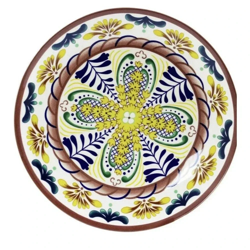 Elama Countryside Sunrise Stoneware Dinnerware Set 16 Pieces Yellow Multicolor